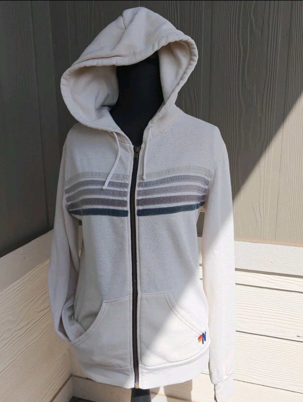 Aviator Nation 5 Stripe Zip Up Hoodie Size XS Read
